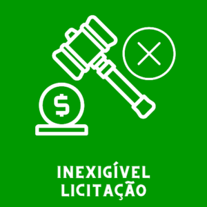 texto inexigível licitação em letra branca com figura em fundo verde claro