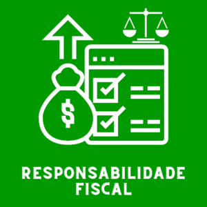 texto responsabilidade fiscal em letra branca com figura em fundo verde claro